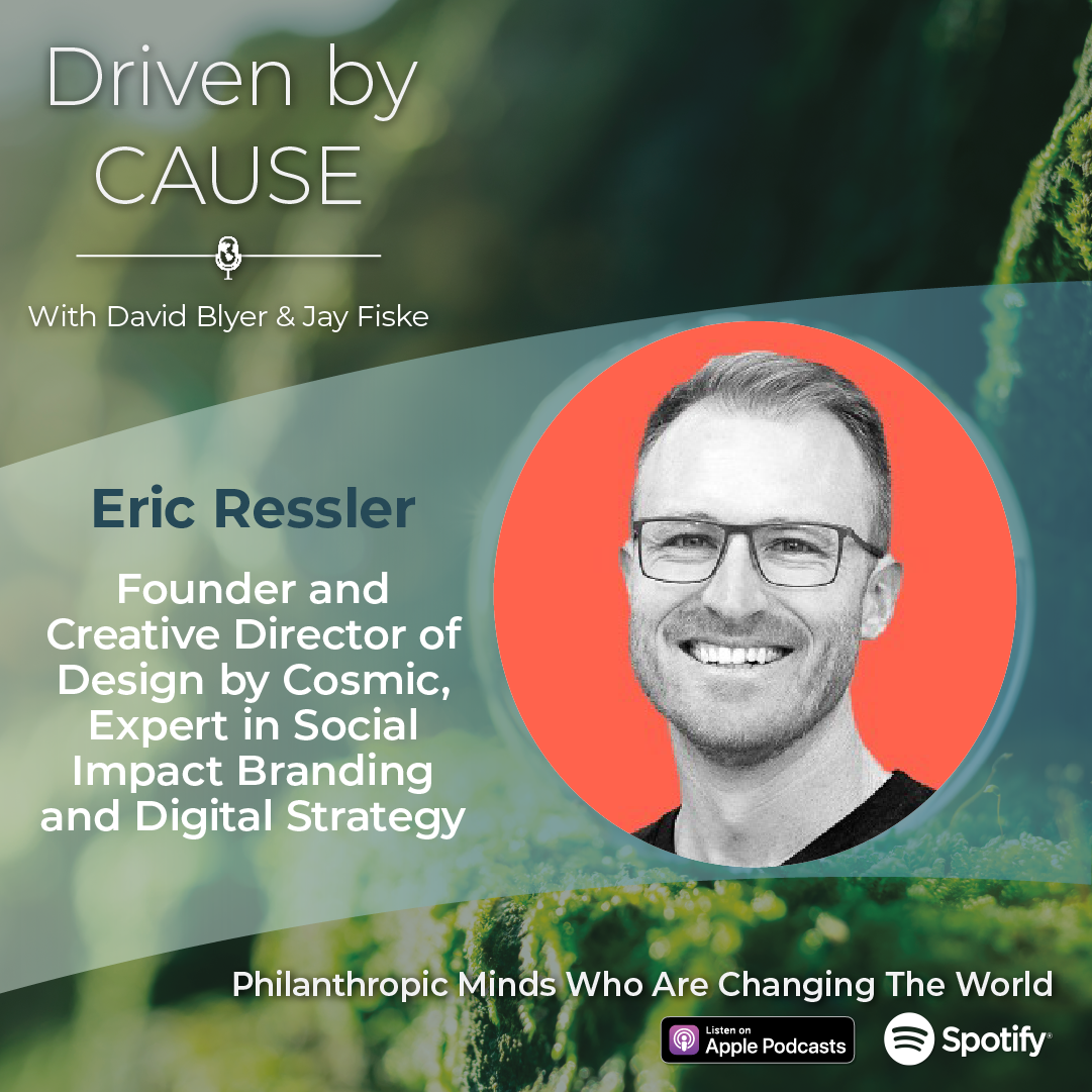 A photo of Eric Ressler highlighting his participation in an episode of Driven by Cause, a nonprofit leadership podcast.